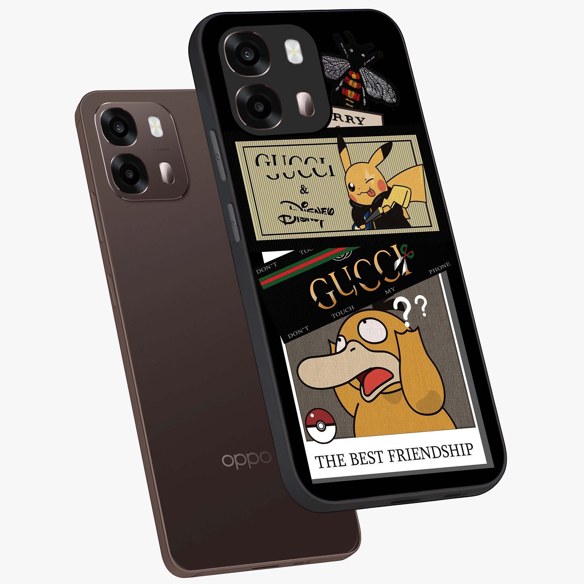 Gucci Play Mashup Glass Case displayed in angled mockup highlighting stylish fashion mashup design with bold aesthetic.