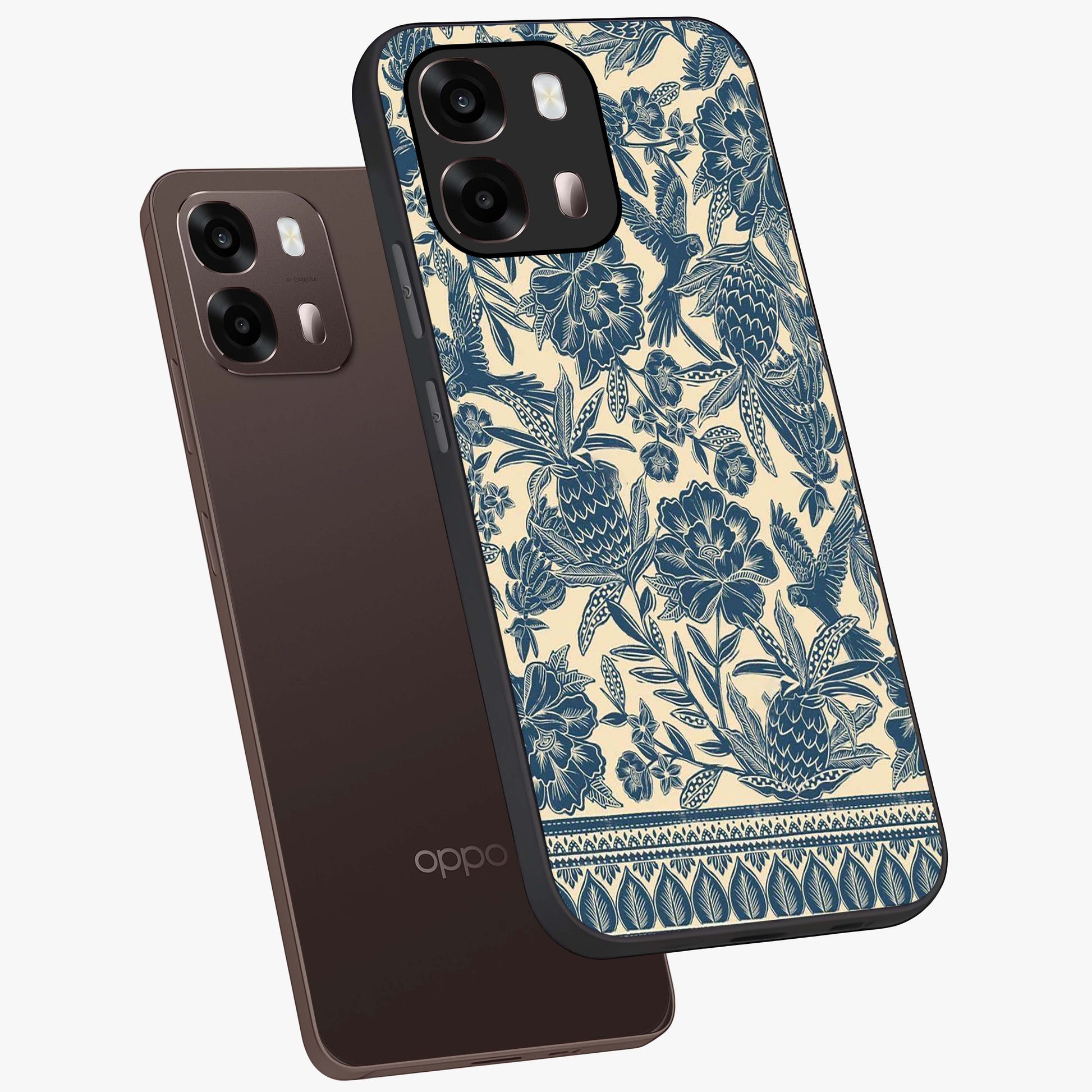 Heirloom Wild Bloom Glass Case displayed in angled mockup highlighting botanical bloom design with classic aesthetic style.