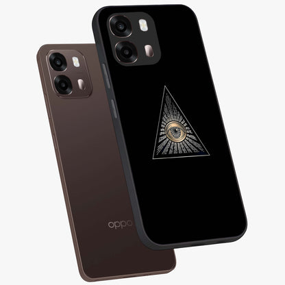 Illuminati Evil Glass Case displayed in angled mockup highlighting dark occult inspired design with bold aesthetic style.
