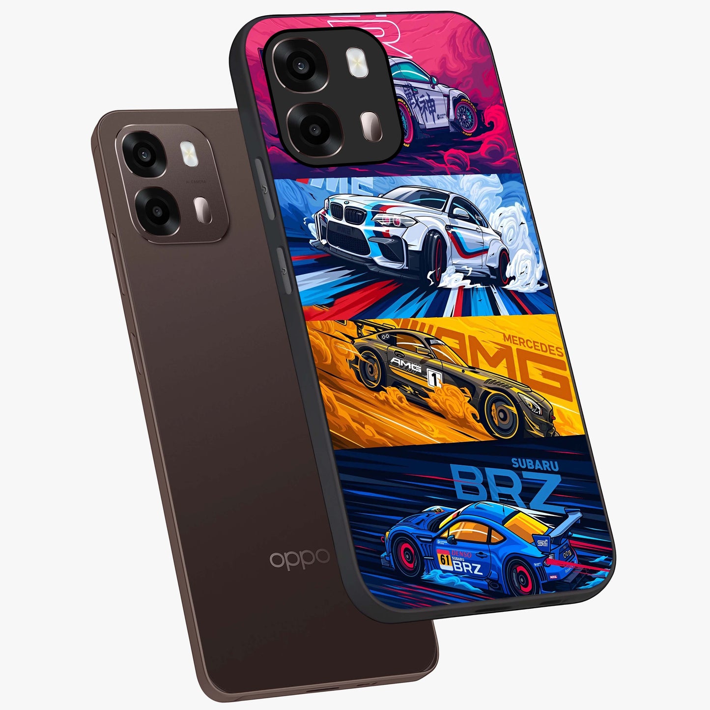 JDM Sports Car Glass Case displayed in angled mockup highlighting sleek Japanese racing car design with automotive aesthetic.