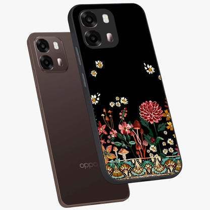 Midnight Bloom Pattern Glass Case displayed in angled mockup highlighting elegant flower design with midnight aesthetic style.