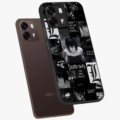 Midnight Chaos Mind Glass Case displayed in angled mockup highlighting chaotic artistic design with dramatic midnight aesthetic.