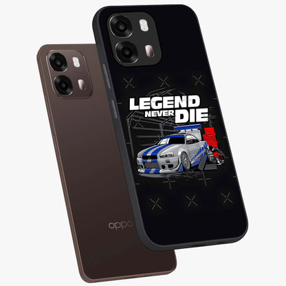 Midnight Racing Legacy Glass Case displayed in angled mockup highlighting dynamic automotive design with bold midnight aesthetic.