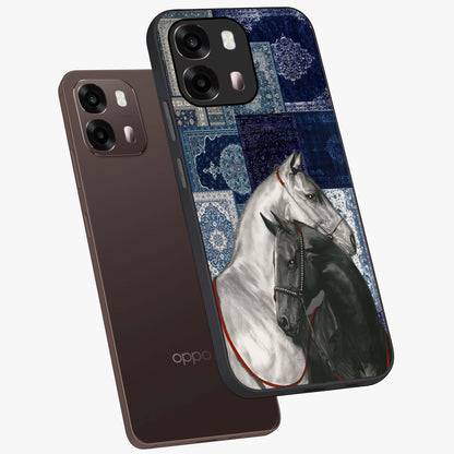 Midnight Stallion Blues Glass Case displayed in angled mockup highlighting powerful stallion illustration with deep midnight tones.