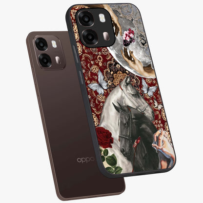 Moonlit Royal Stallion Glass Case displayed in angled mockup highlighting powerful stallion illustration with royal night aesthetic.