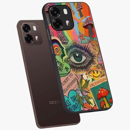 Mystic Eye Wonderland Glass Case displayed in angled mockup highlighting magical eye illustration with dreamy aesthetic.