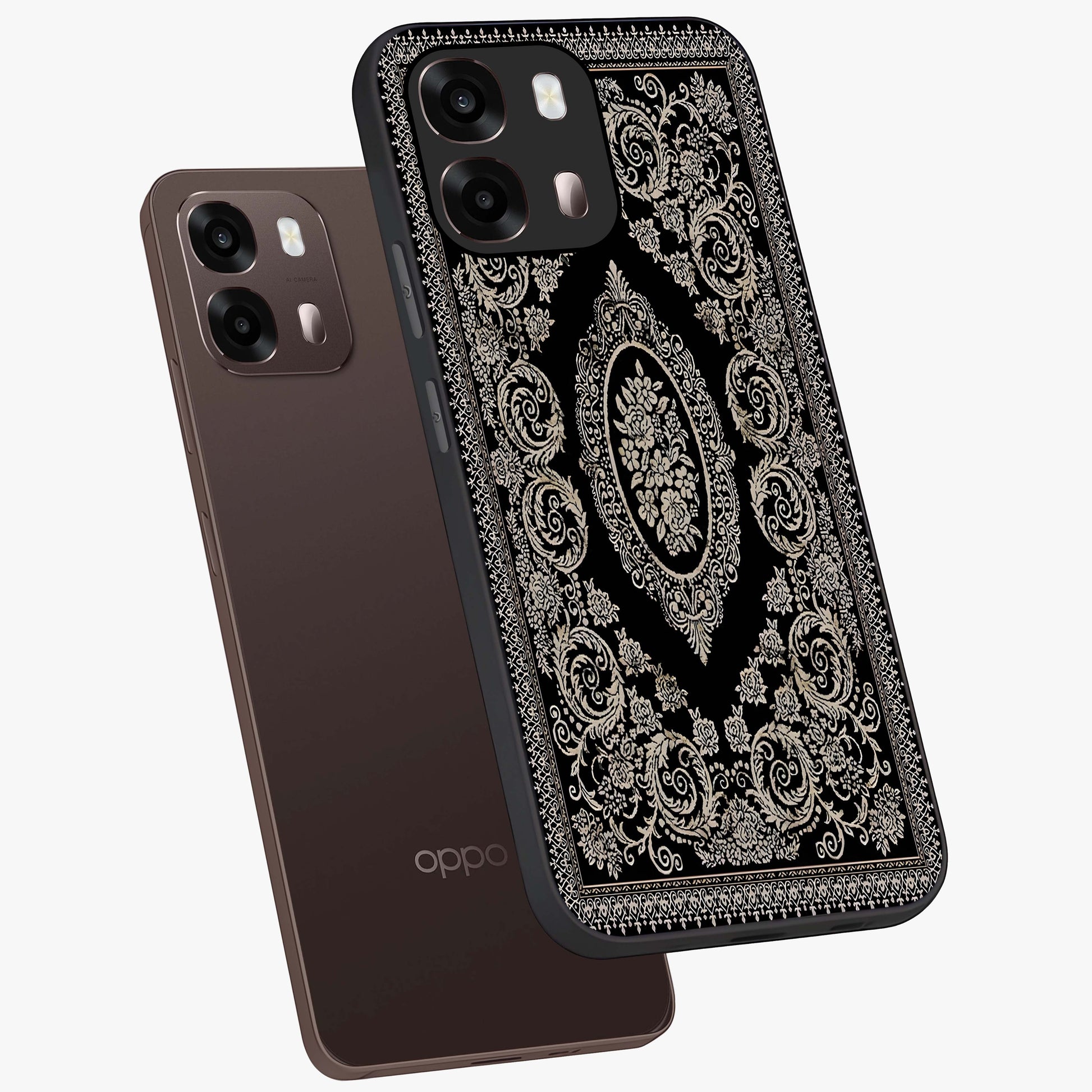 Noir Bloom Elegance Glass Case displayed in angled mockup highlighting refined flower design with stylish noir aesthetic.