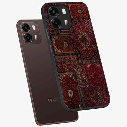 Persian Velvet Tale Glass Case displayed in angled mockup highlighting ornate textile inspired design with royal aesthetic.