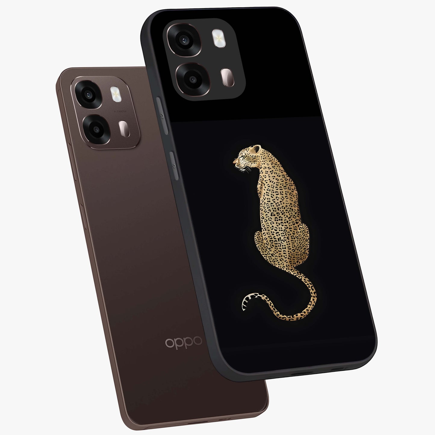 Regal Leopard Glass Case displayed in angled mockup highlighting powerful animal illustration with stylish wild aesthetic.