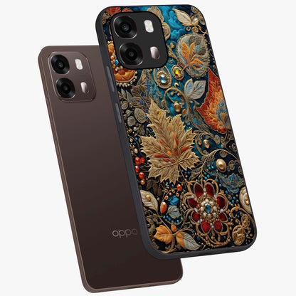 Royal Jewel Garden Glass Case displayed in angled mockup highlighting vibrant jewel inspired floral design with elegant aesthetic.