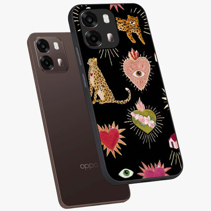 Sacred Jungle Heart Glass Case displayed in angled mockup highlighting lush tropical design with natural aesthetic style.