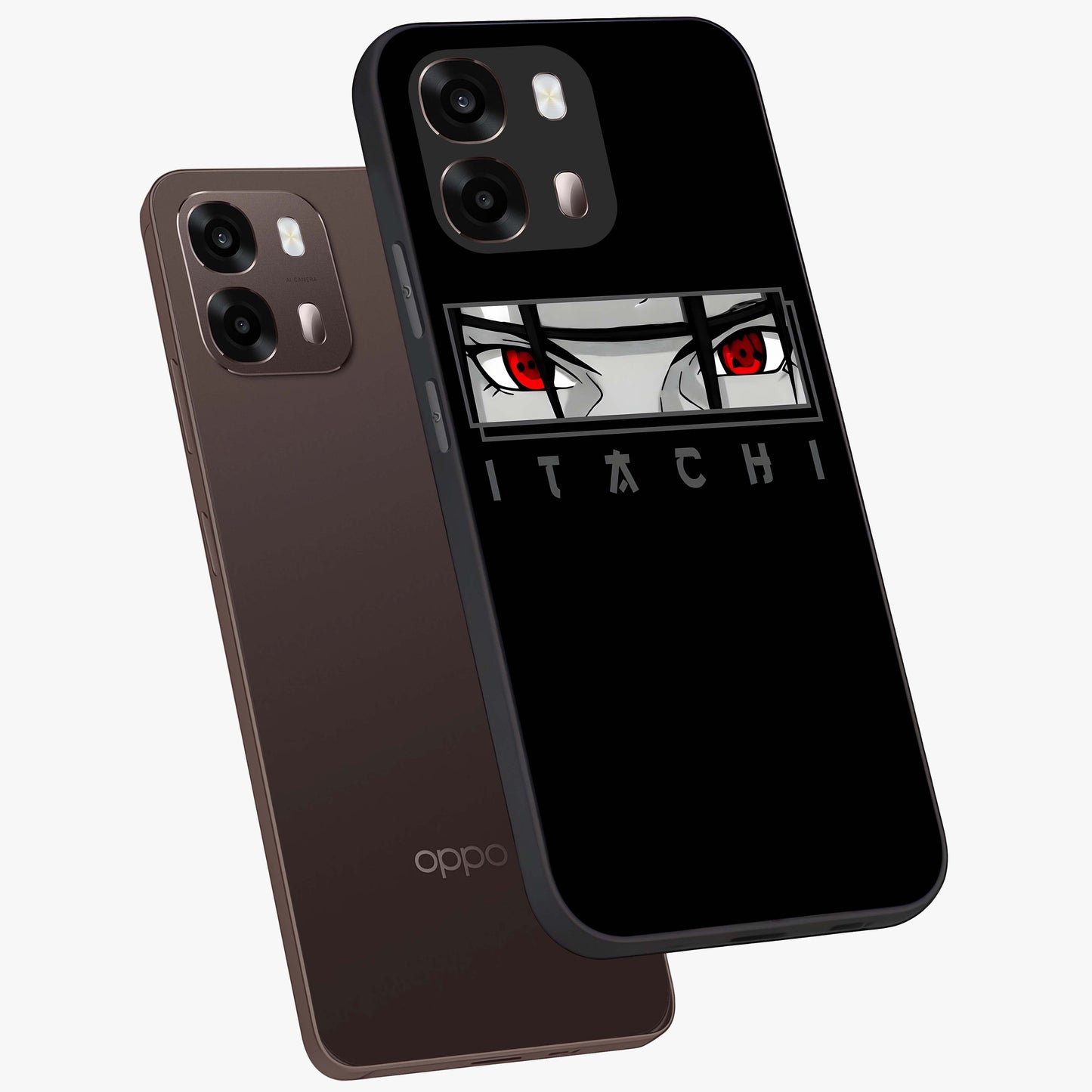 Scarlet Gaze Dominance Glass Case displayed in angled mockup highlighting intense visual design with bold scarlet aesthetic.