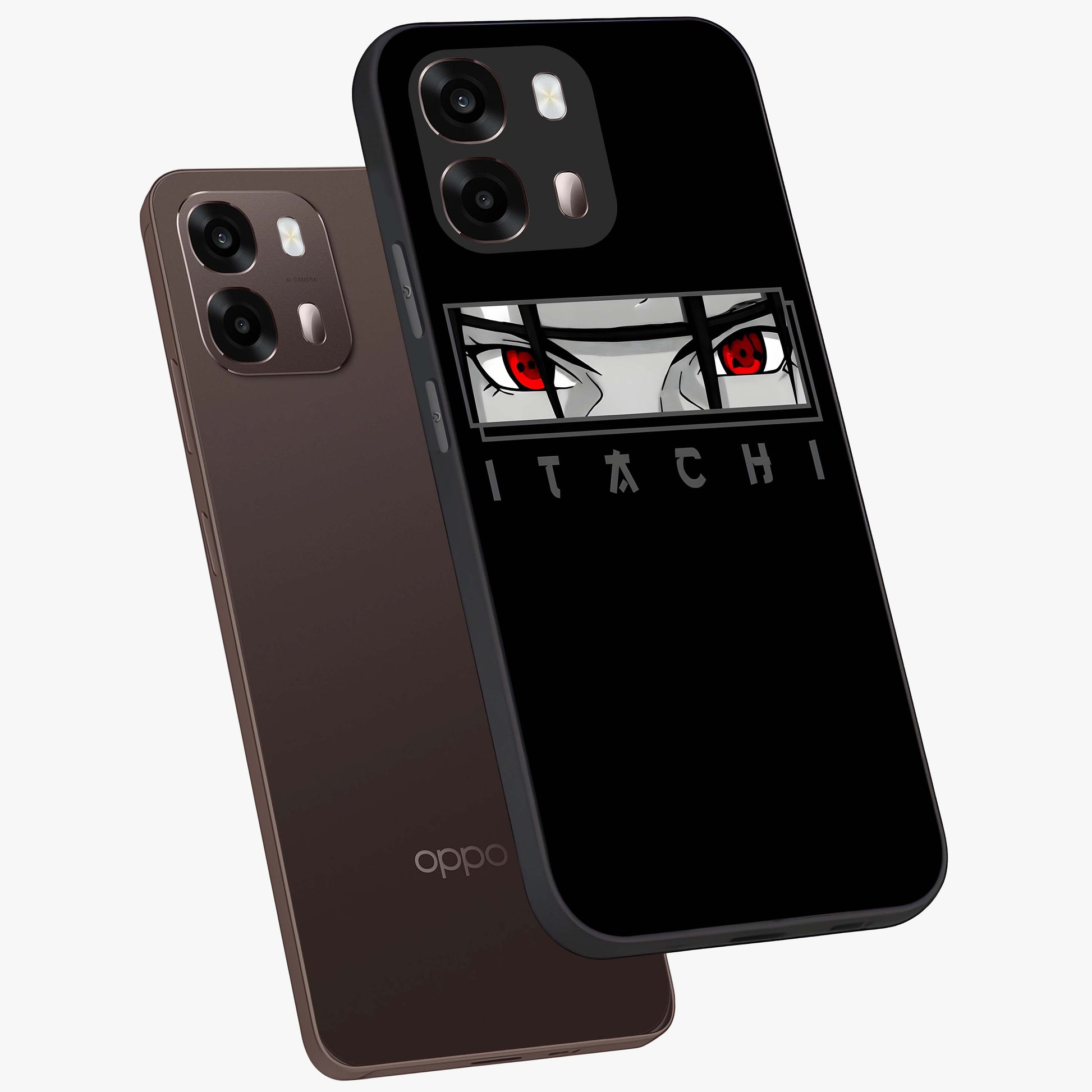 Scarlet Gaze Dominance Glass Case displayed in angled mockup highlighting intense visual design with bold scarlet aesthetic.