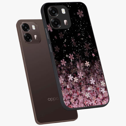 Small Starry Flowers Glass Case displayed in angled mockup highlighting tiny flower pattern with celestial aesthetic style.