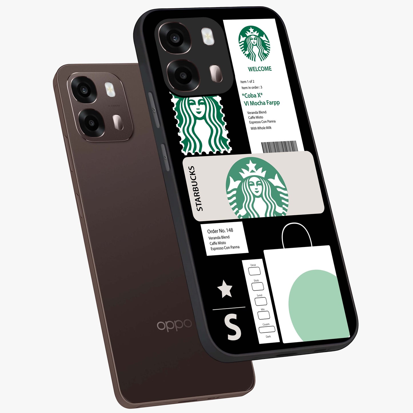 Starbucks Mocha Glass Case displayed in angled mockup highlighting stylish mocha themed design with cozy café aesthetic.