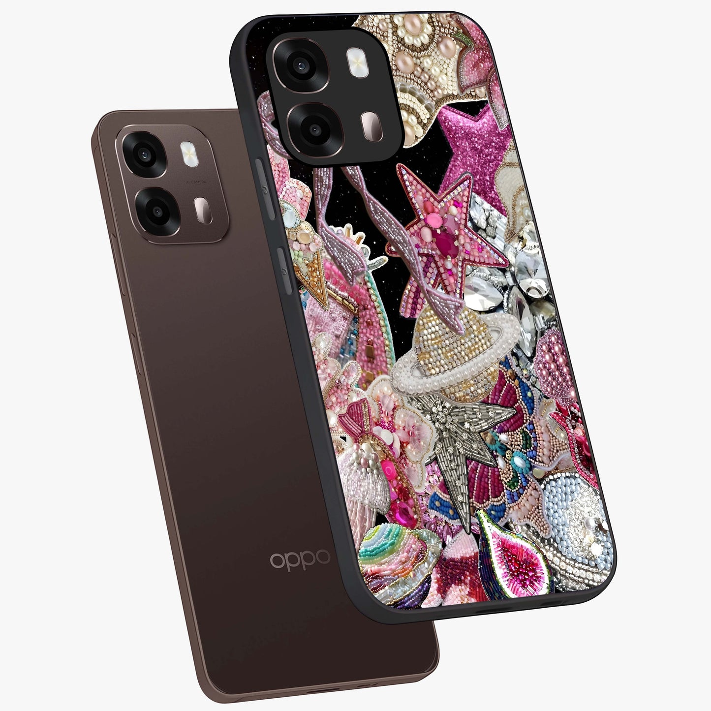 Starlit Jewel Dream Glass Case displayed in angled mockup highlighting glowing celestial jewel design with dreamy aesthetic.
