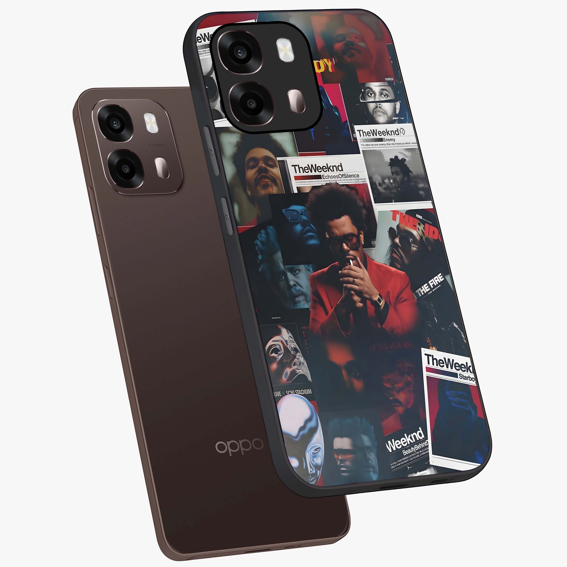 The Weeknd Glass Case displayed in angled mockup highlighting stylish pop culture inspired design with modern aesthetic.