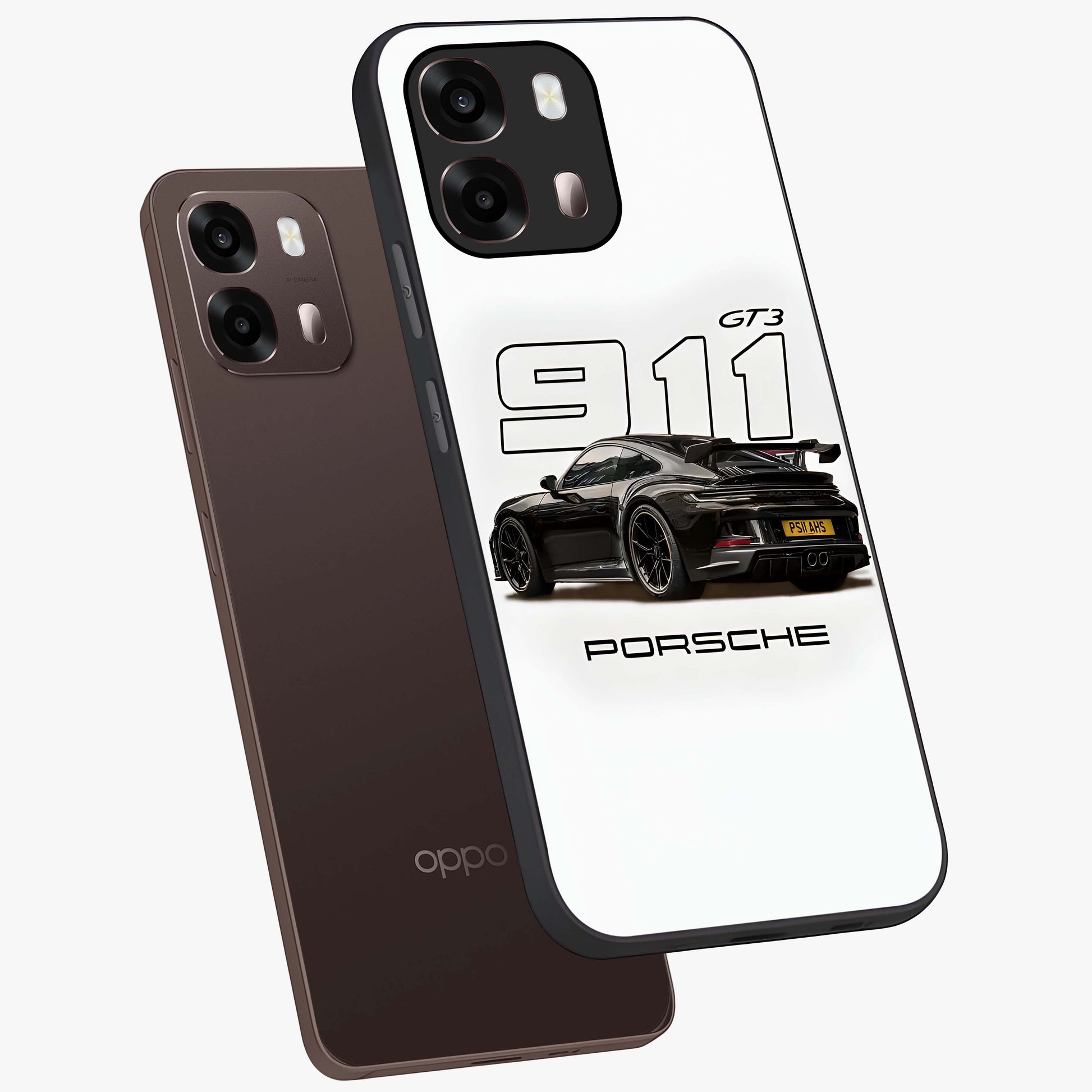 Turbo Legacy Icon Glass Case displayed in angled mockup highlighting dynamic automotive design with performance aesthetic.