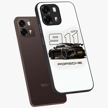 Turbo Legacy Icon Glass Case displayed in angled mockup highlighting dynamic automotive design with performance aesthetic.