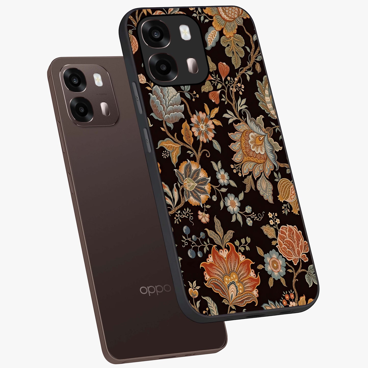 Vintage Floral Dream Glass Case displayed in angled mockup highlighting elegant vintage flower design with soft aesthetic style.