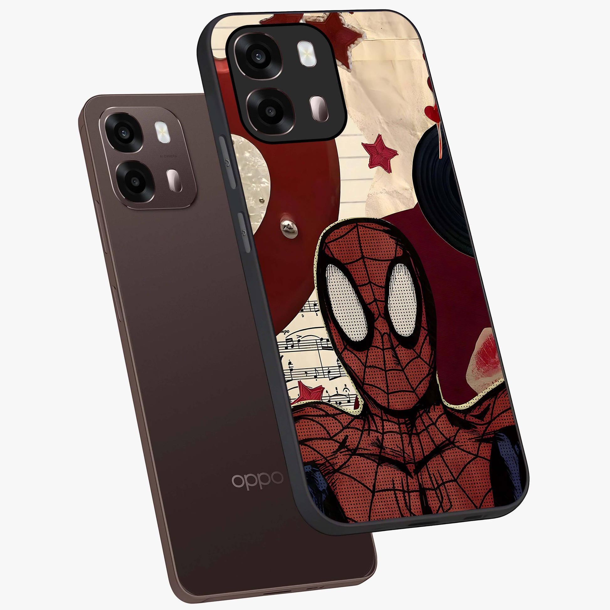 Web Warrior Vibes Glass Case displayed in angled mockup highlighting dynamic web design with comic style aesthetic.