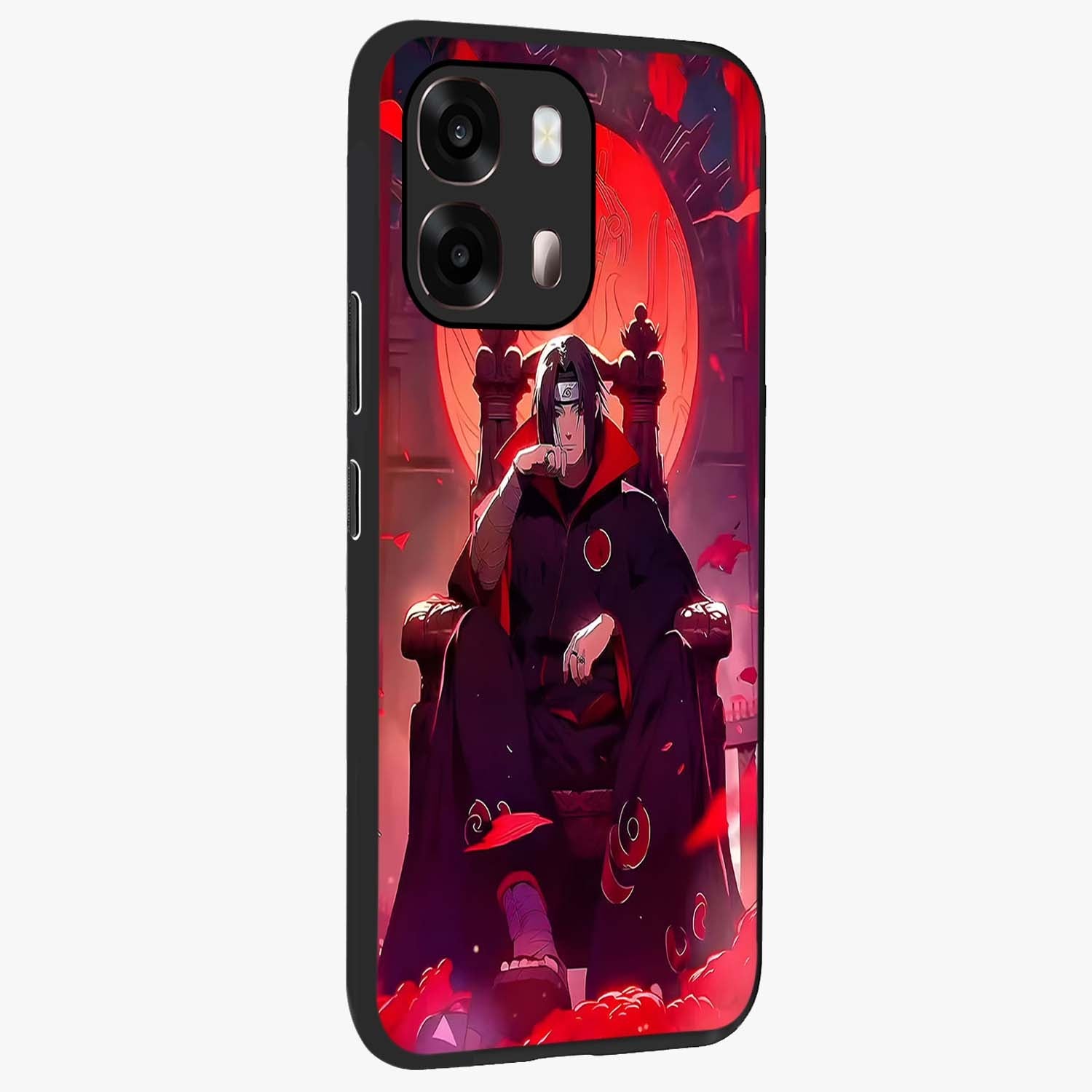 Blood Moon Sovereign Glass Case upright view showcasing powerful moon inspired artwork with cosmic aesthetic style.