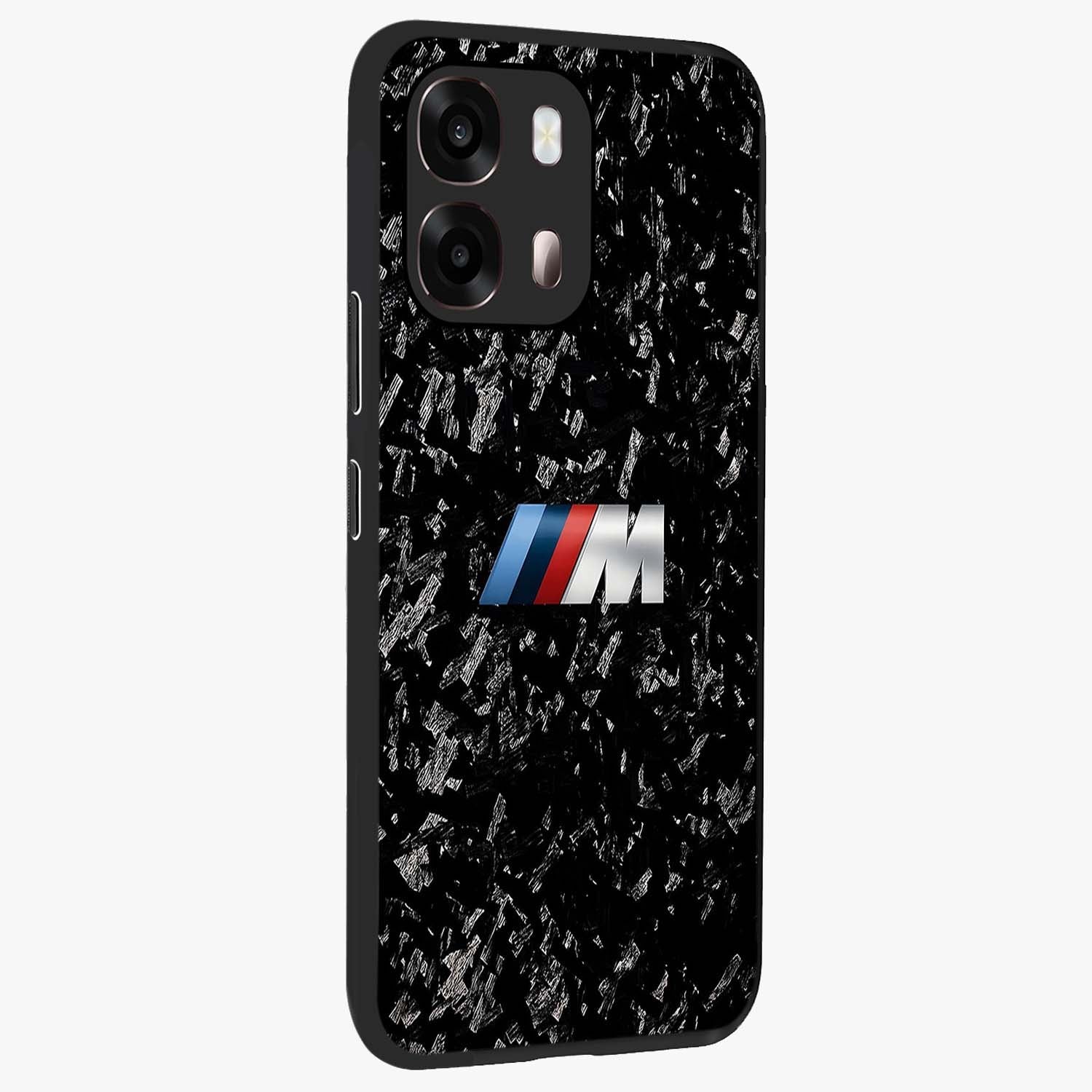 Carbon Speed Mark Glass Case upright view showcasing modern carbon speed graphic with bold automotive theme.