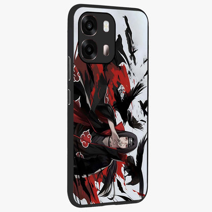 Crimson Crow Illusion Glass Case upright view showcasing striking crow illusion artwork with intense crimson theme.