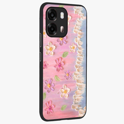 Dreamy Painted Garden Glass Case upright view showcasing vibrant floral garden artwork with artistic nature theme.