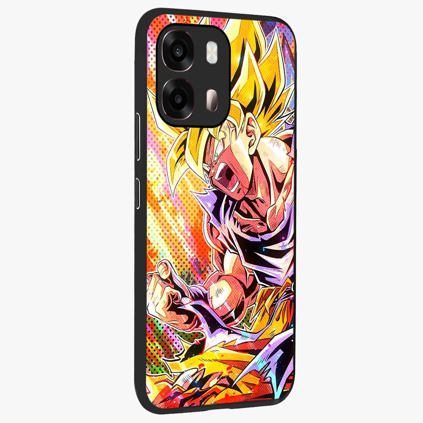 Firing Goku Glass Case upright view showcasing energetic anime artwork with bold warrior theme.