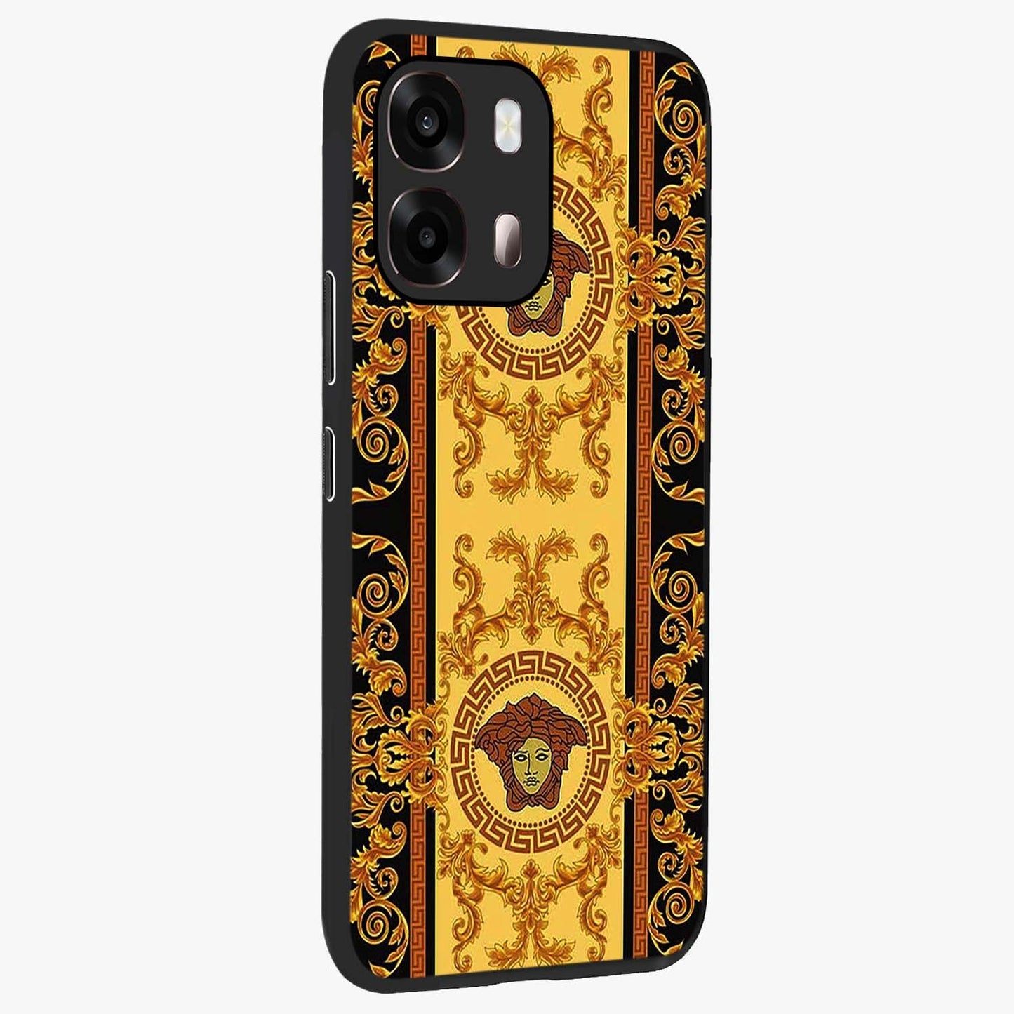 Golden Lotus Glow Glass Case upright view showcasing luminous lotus artwork with peaceful divine theme.