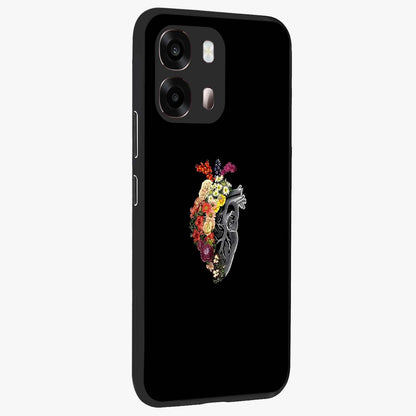 Heart With Flowers Glass Case upright view showcasing decorative heart and floral artwork with sweet romantic theme.