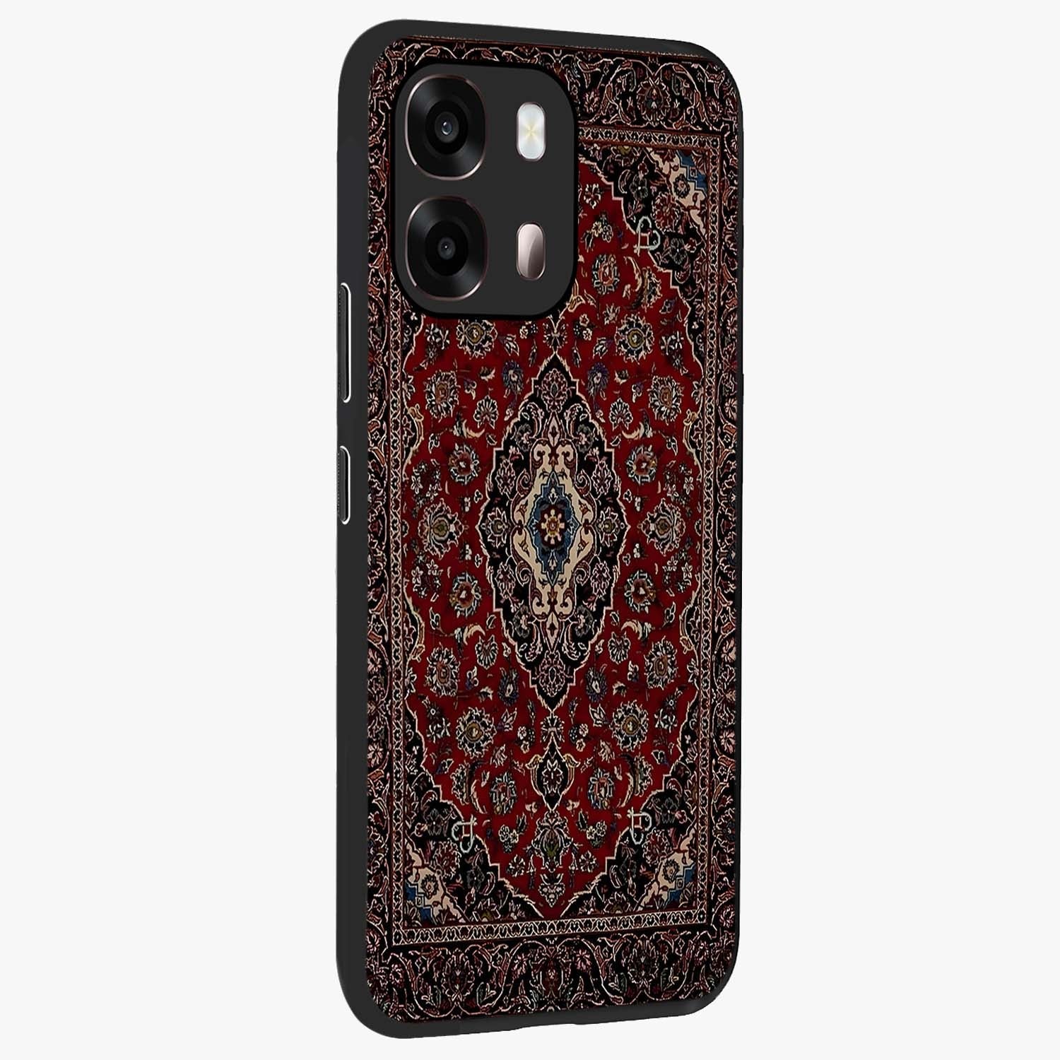 Heritage Carpet Royale Glass Case upright view showcasing detailed ornamental artwork with luxurious traditional theme.