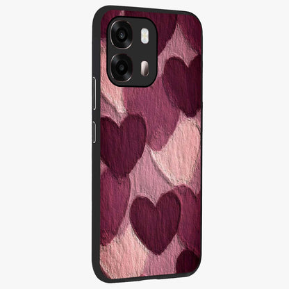 Layered Paper Hearts Glass Case upright view showcasing decorative layered heart artwork with sweet love theme.