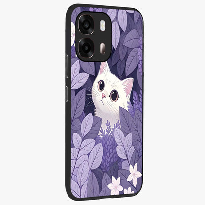 Lilac Hide Peek Cat Glass Case upright view showcasing charming cat artwork with adorable peek theme.