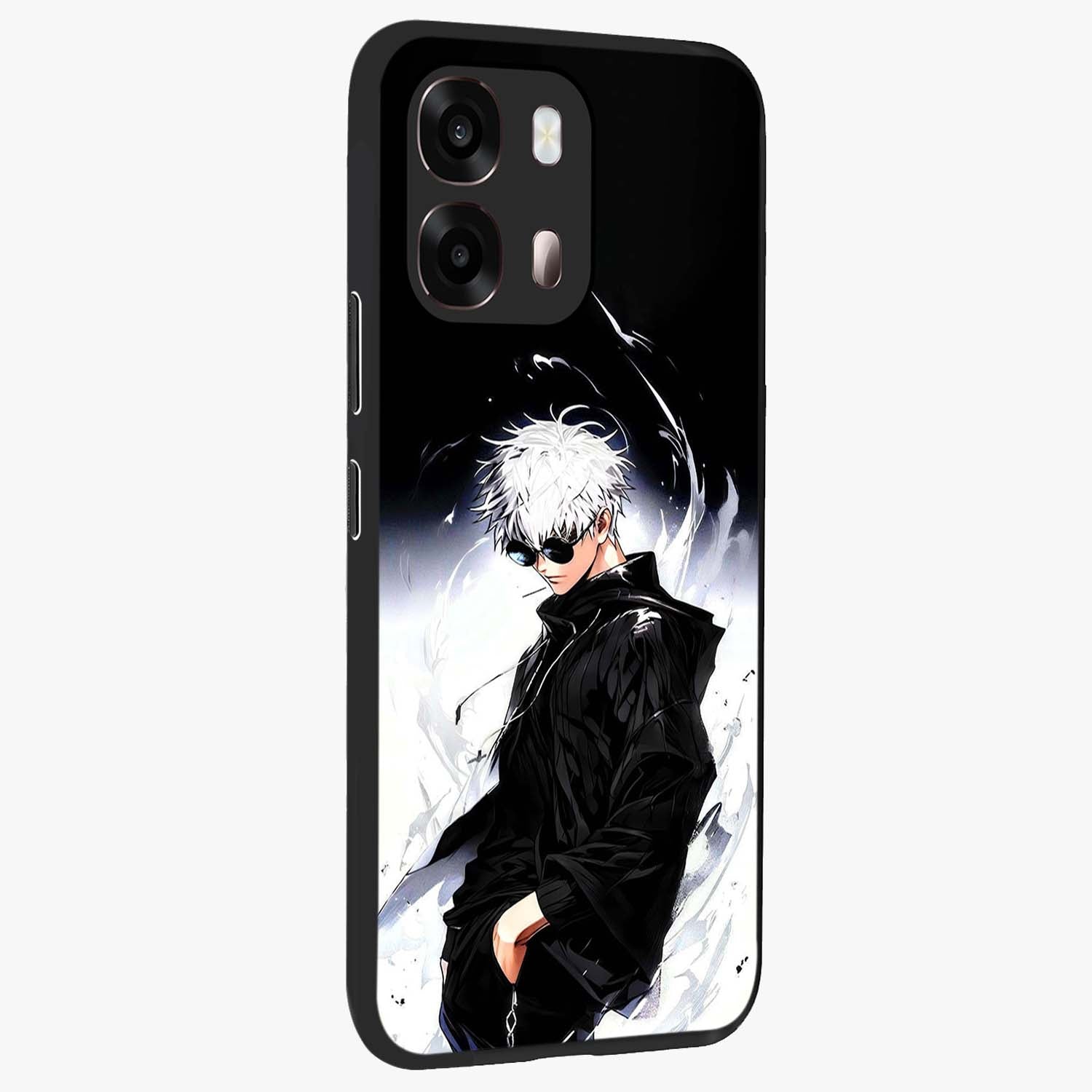 Limitless Shadow King Glass Case upright view showcasing bold shadow warrior artwork with epic fantasy theme.