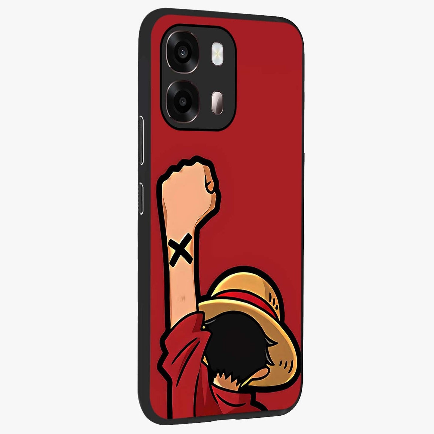 Luffy X Spirit Glass Case upright view showcasing striking anime artwork with adventurous character theme.