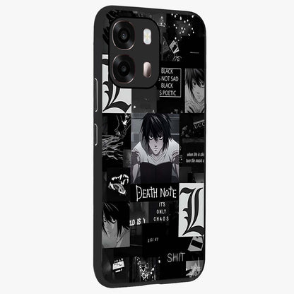 Midnight Chaos Mind Glass Case upright view showcasing expressive abstract artwork with bold dark theme.