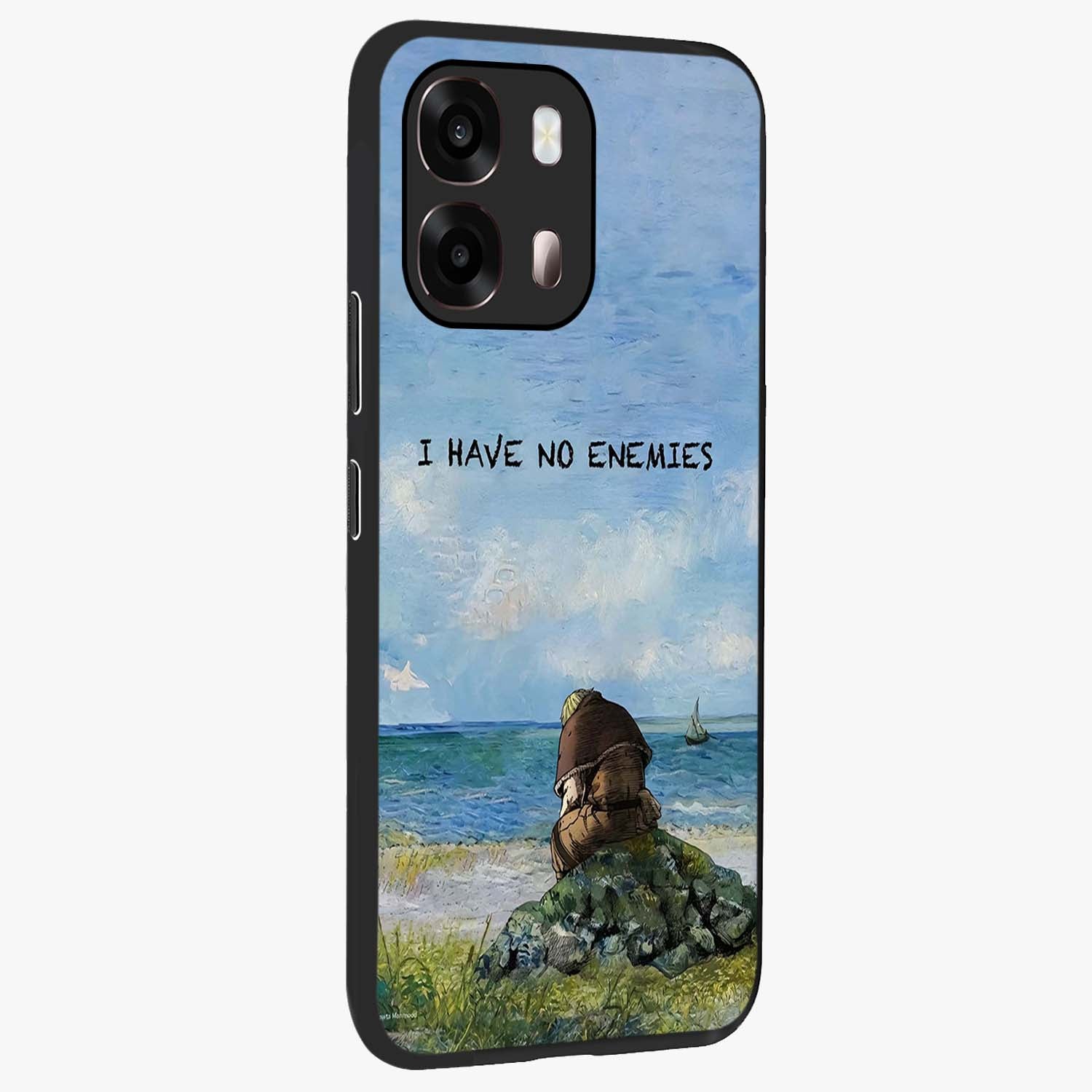 Peace Beyond War Glass Case upright view showcasing powerful peace symbol artwork with inspirational theme.