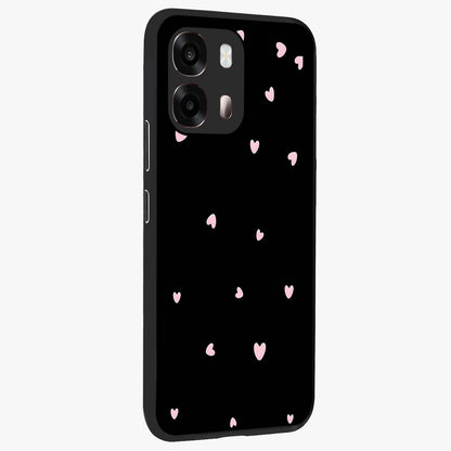 Pink Love Drops Glass Case upright view showcasing charming heart drop artwork with romantic playful theme.