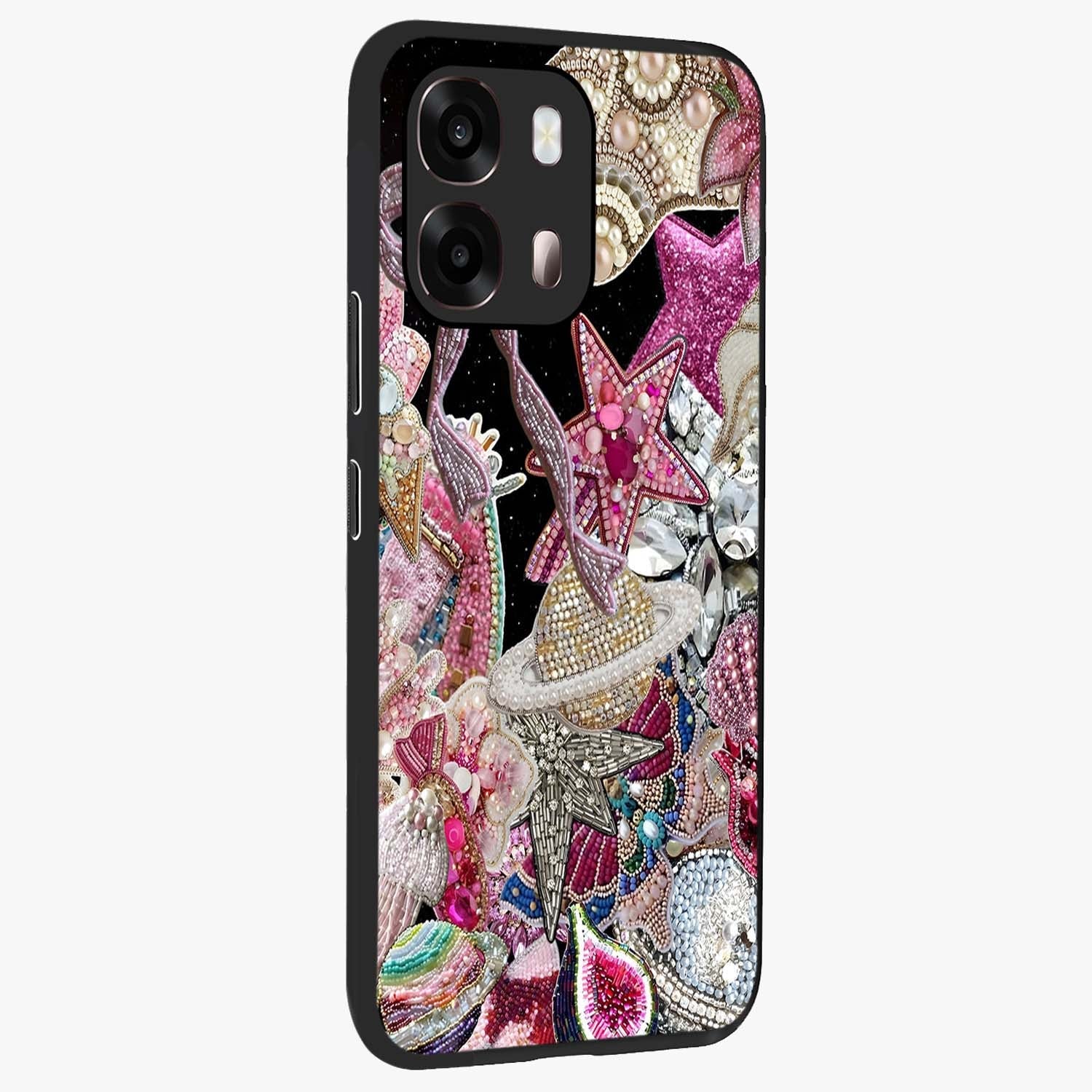 Starlit Jewel Dream Glass Case upright view showcasing radiant star inspired artwork with magical night theme.