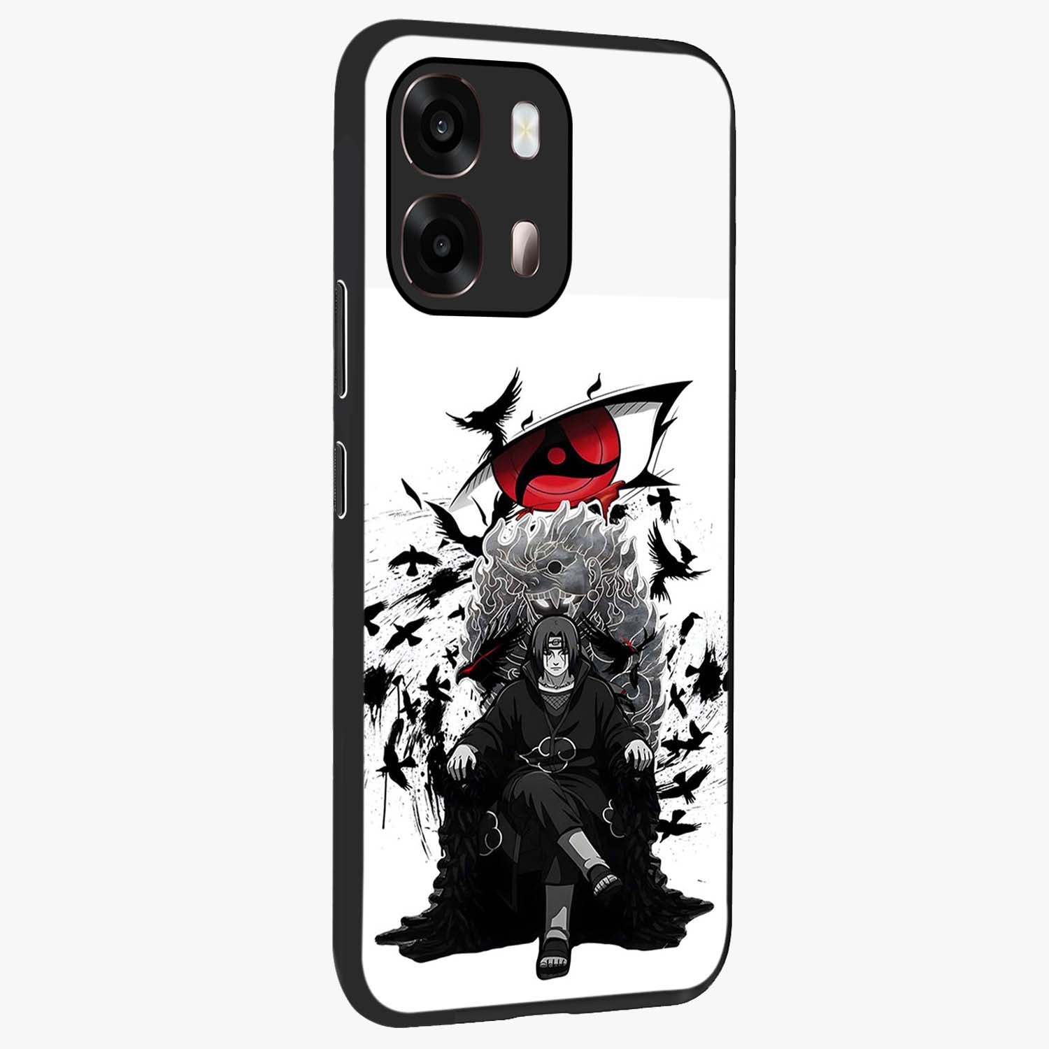 Uchiha Shadow Throne Glass Case upright view showcasing magical underwater galaxy artwork with vibrant cosmic theme.