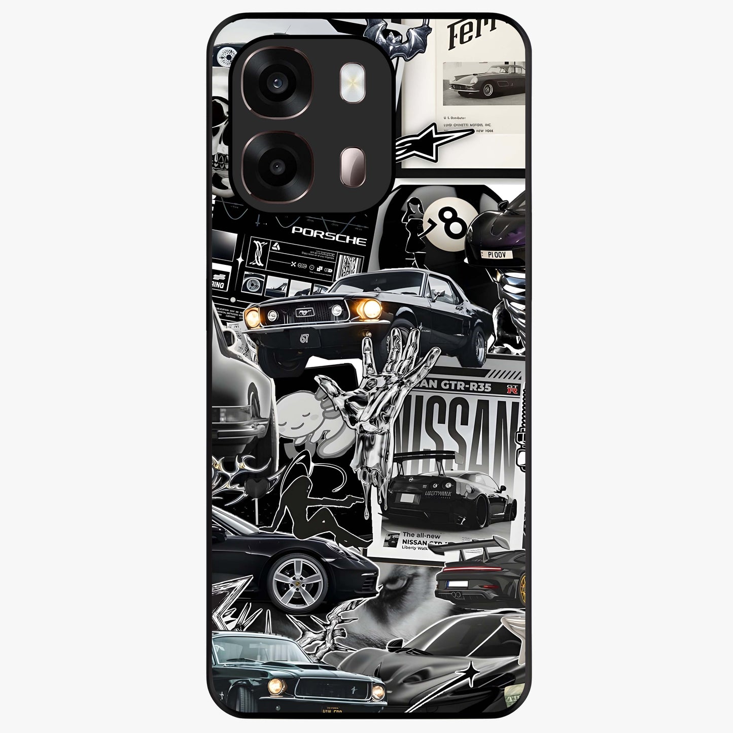 Aesthetic Dark Love Glass Case showing flat back view with dark romantic artwork and glossy glass finish.
