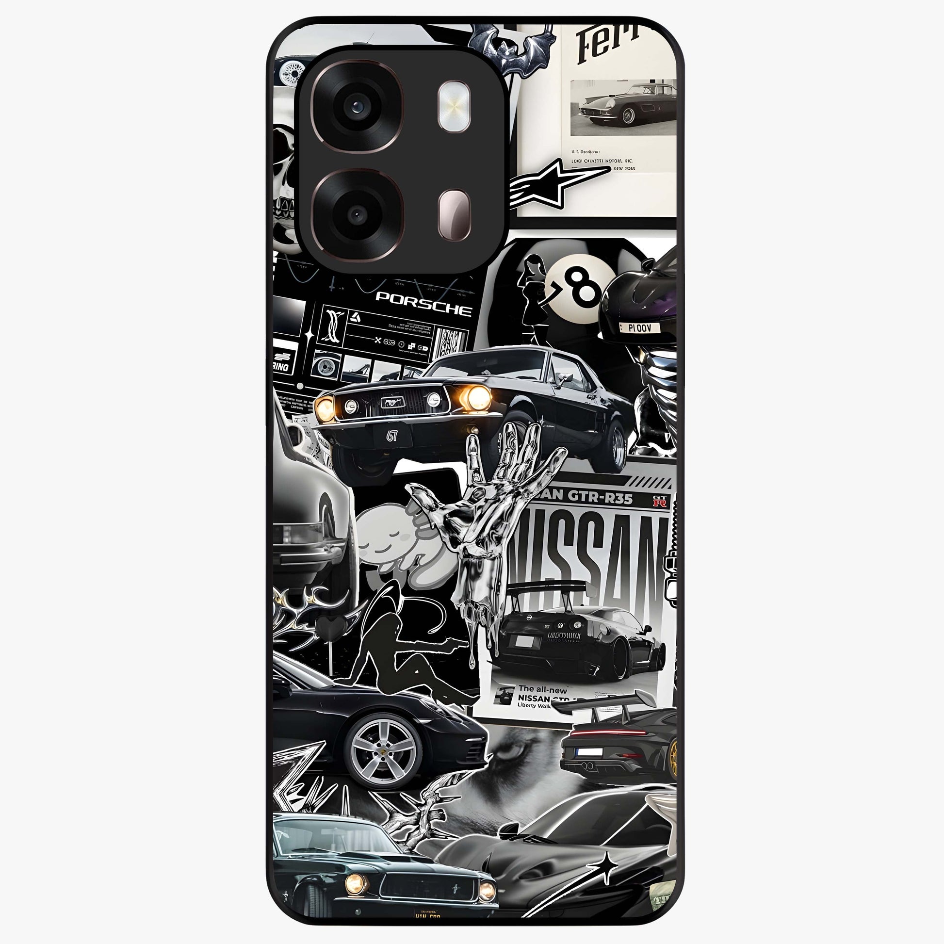 Aesthetic Dark Love Glass Case showing flat back view with dark romantic artwork and glossy glass finish.