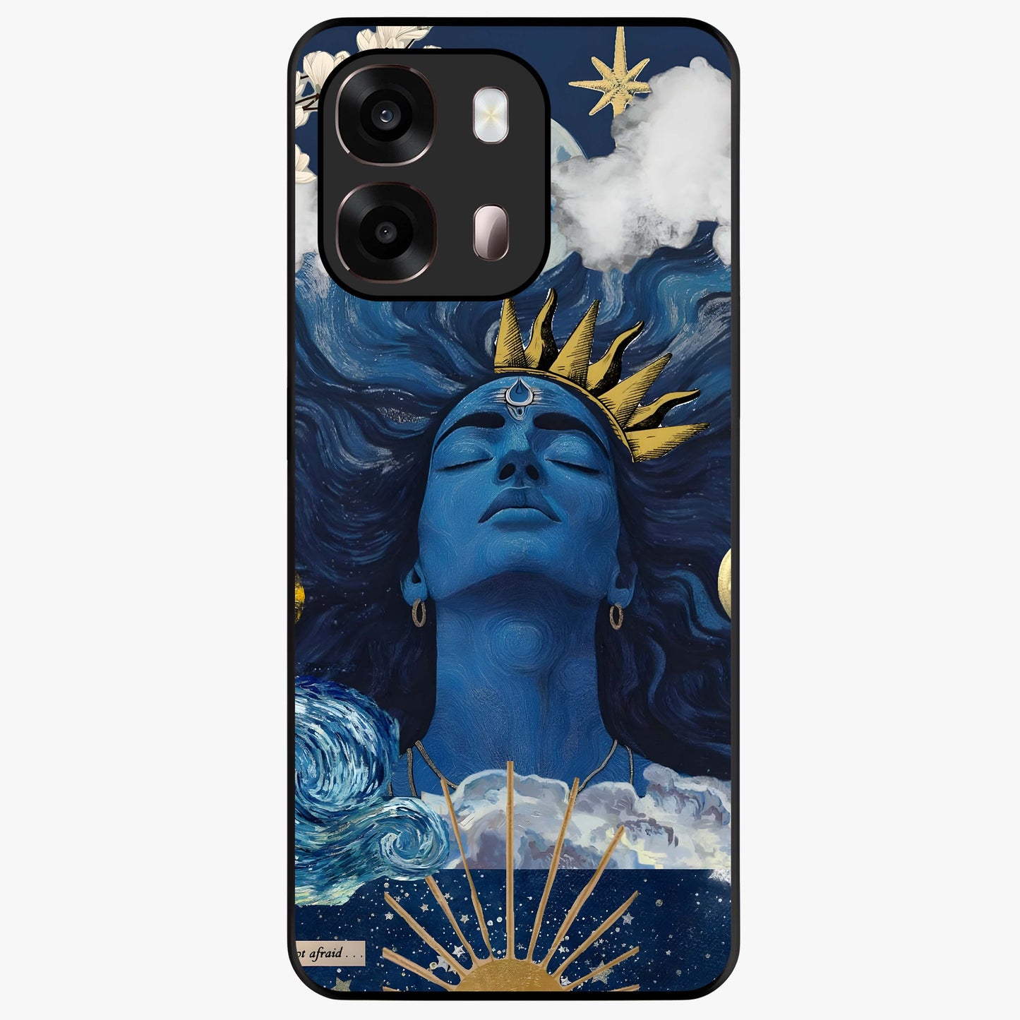 Aesthetic Lord Shiva Glass Case showing flat back view with divine Shiva artwork and glossy glass finish.