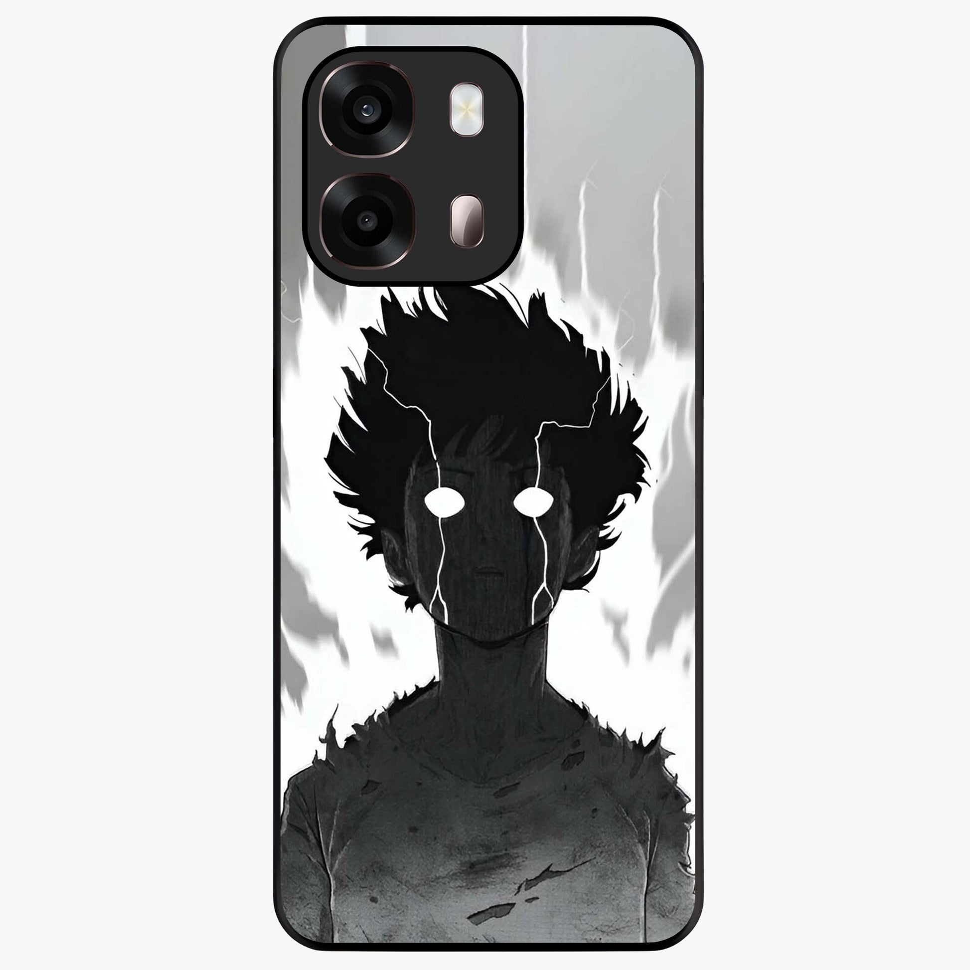 Awakened Inner Rage Glass Case showing flat back view with intense artistic artwork and glossy glass finish.