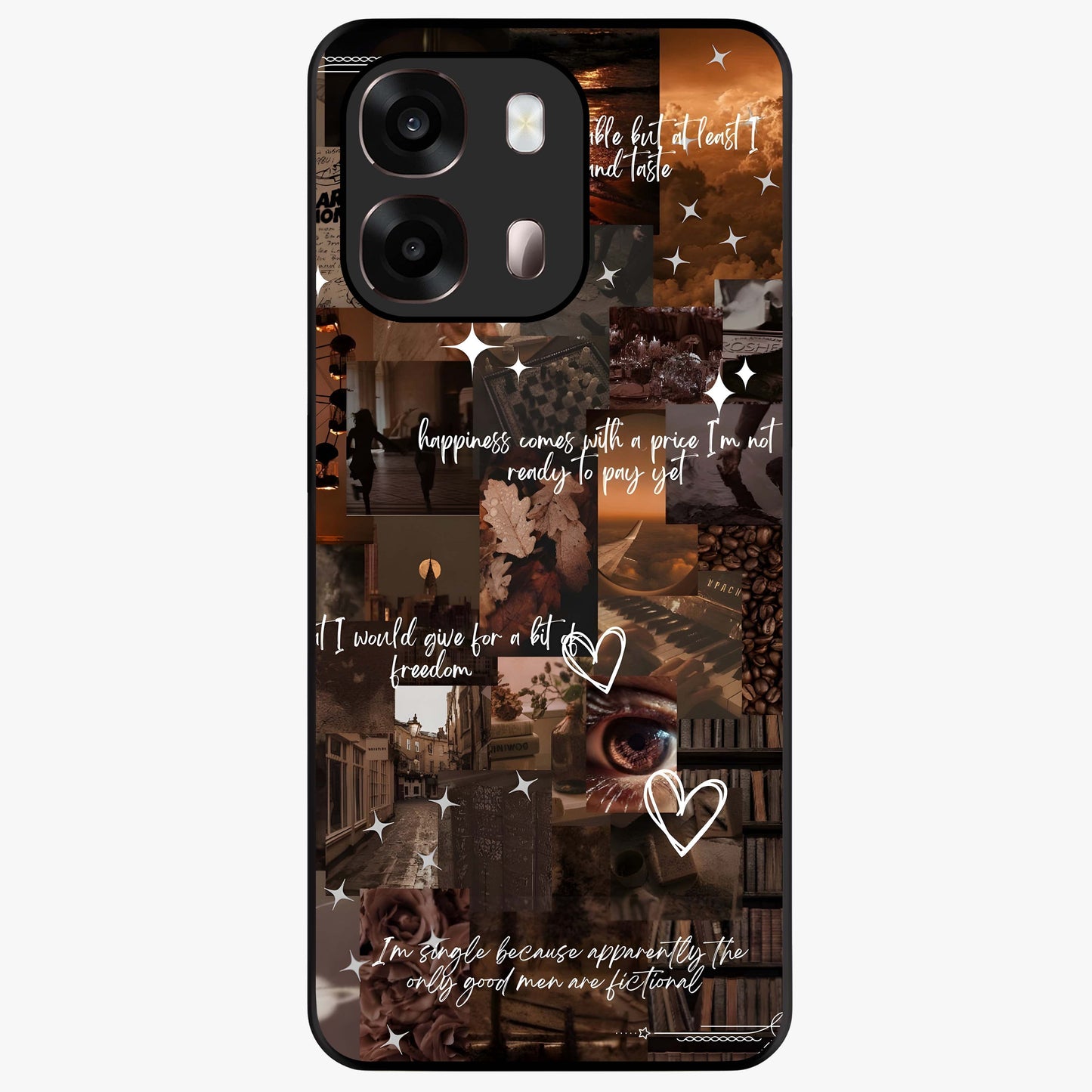 Bittersweet Aesthetic Chaos Glass Case showing flat back view with artistic chaotic aesthetic design and glossy glass finish.