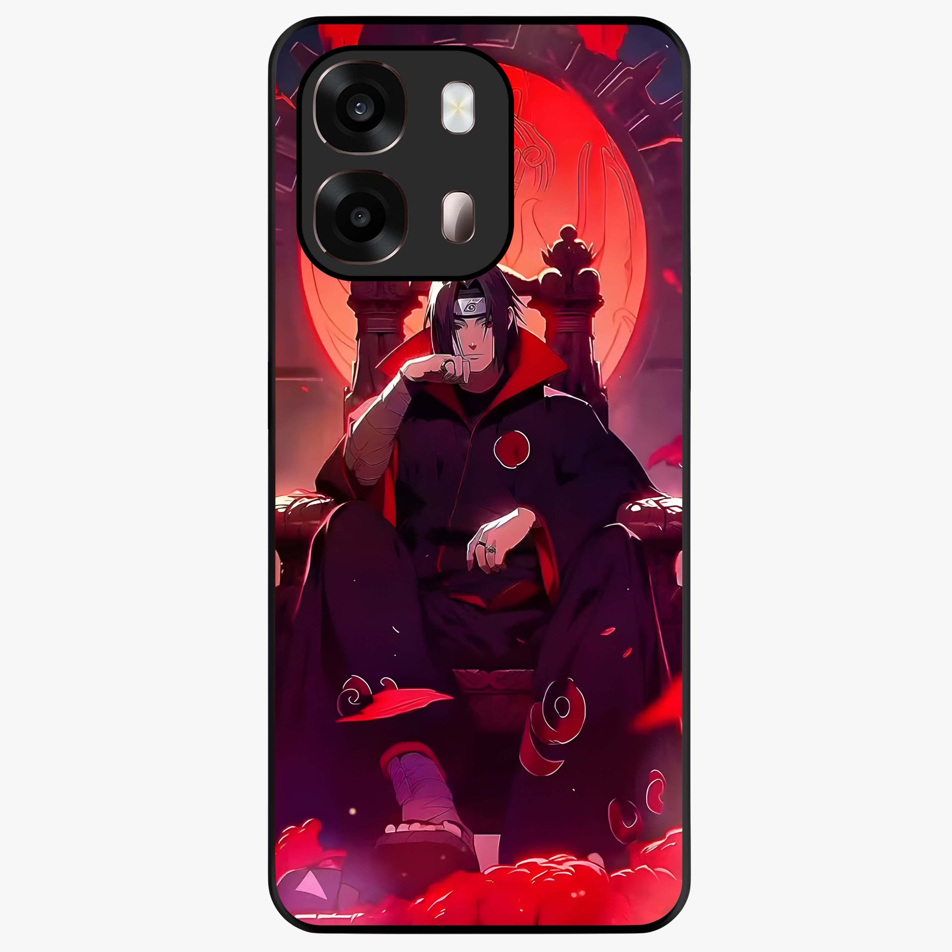 Blood Moon Sovereign Glass Case showing flat back view with mystical blood moon artwork and glossy glass finish.