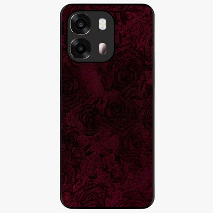 Crimson Fade Flow Glass Case showing flat back view with flowing crimson gradient artwork and glossy glass finish.