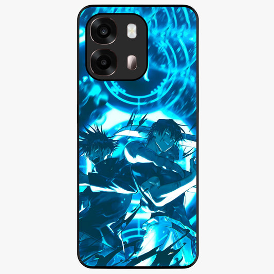 Cursed Energy Clash Glass Case showing flat back view with intense cursed energy artwork and glossy glass finish.